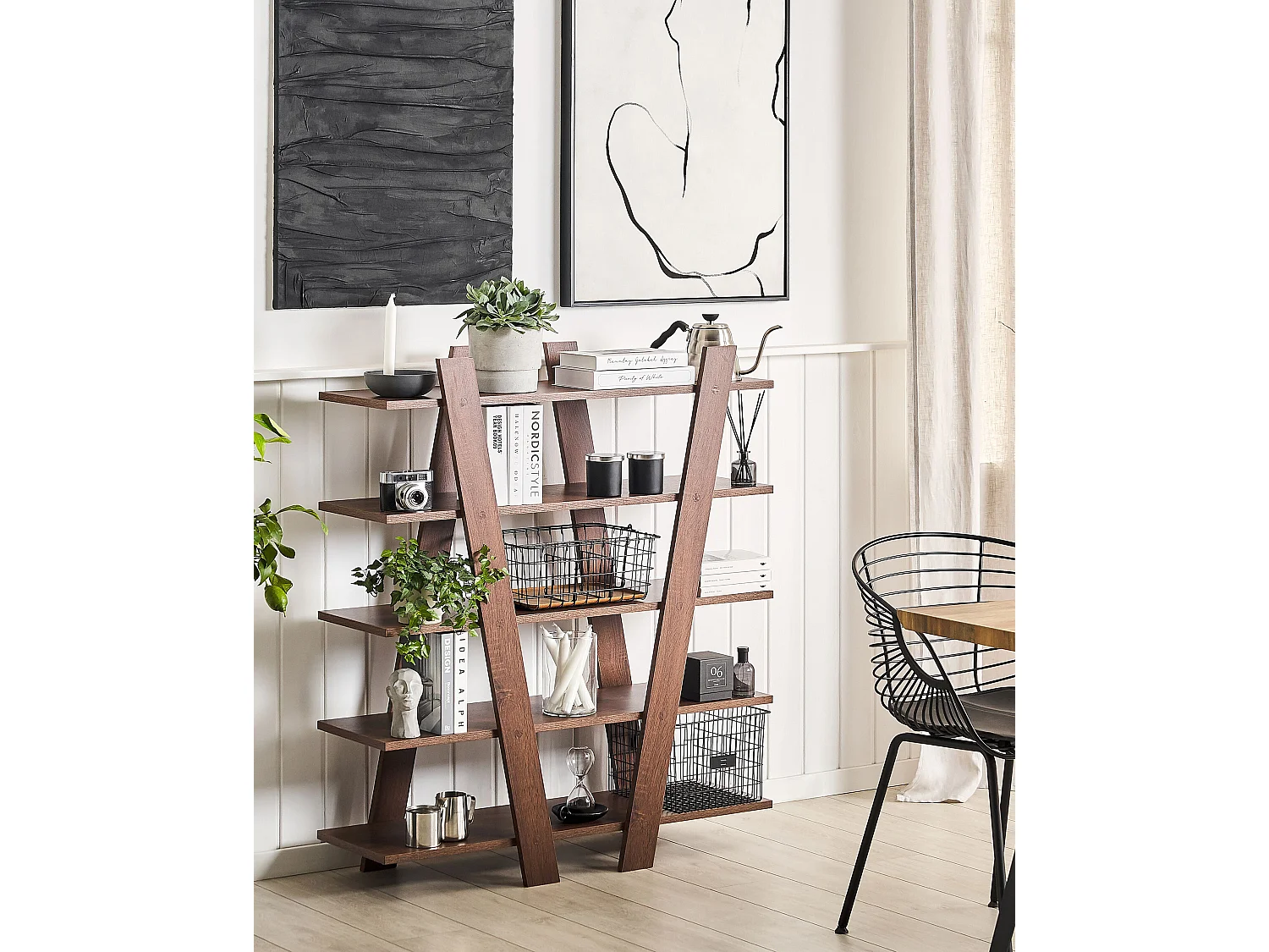Bibliothèque 5 étagères ESCALANTE 116 cm Marron foncé