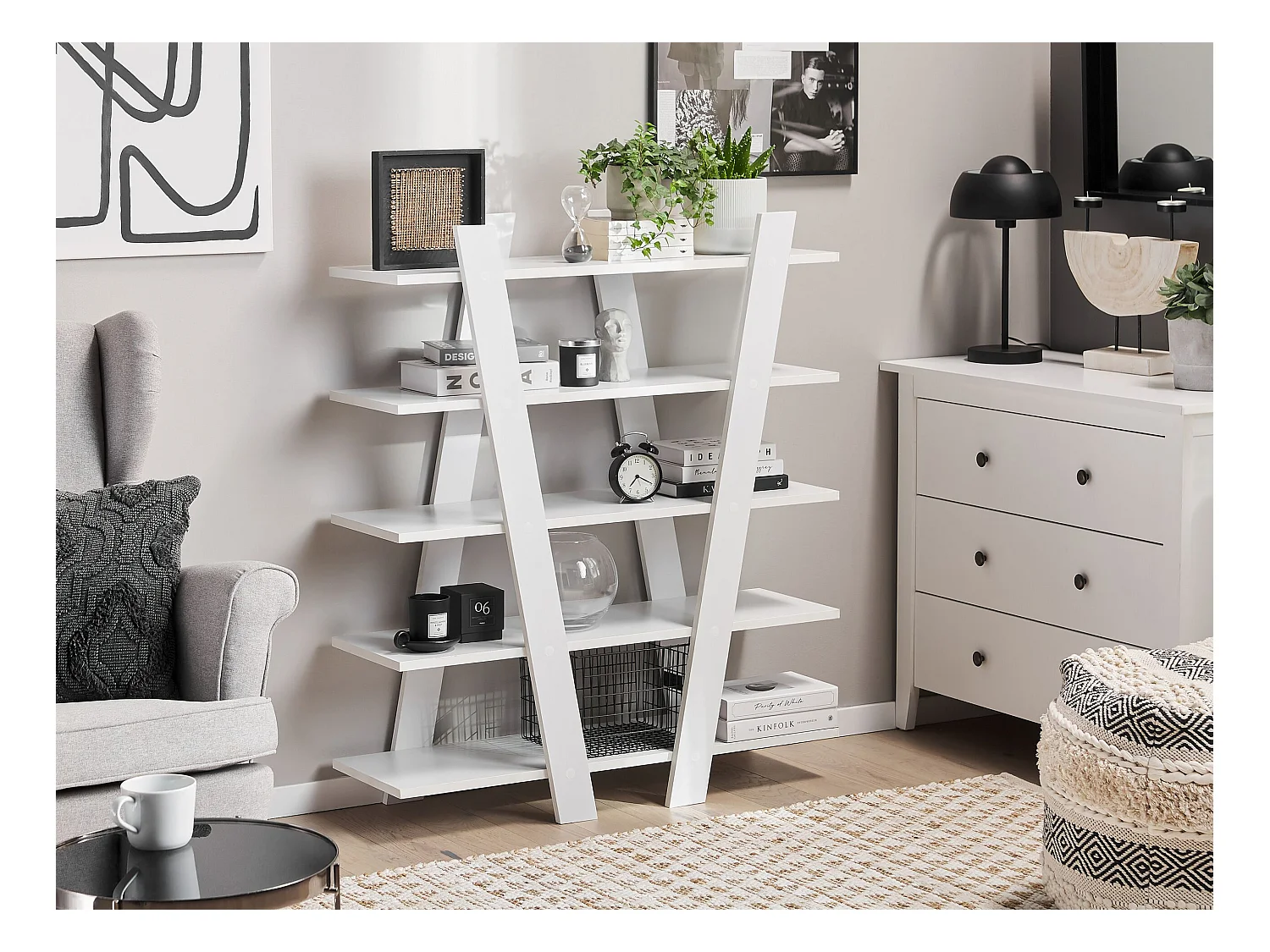 Boekenkast met 5 planken ESCALANTE 116 cm Wit