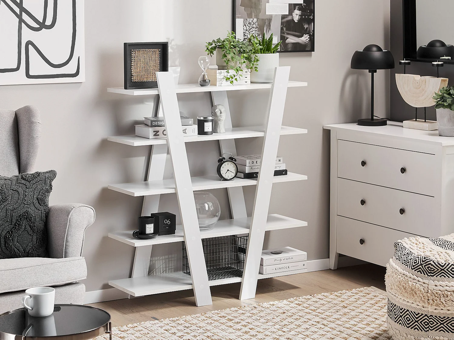 Bücherregal mit 5 Fächern ESCALANTE 116 cm Weiss