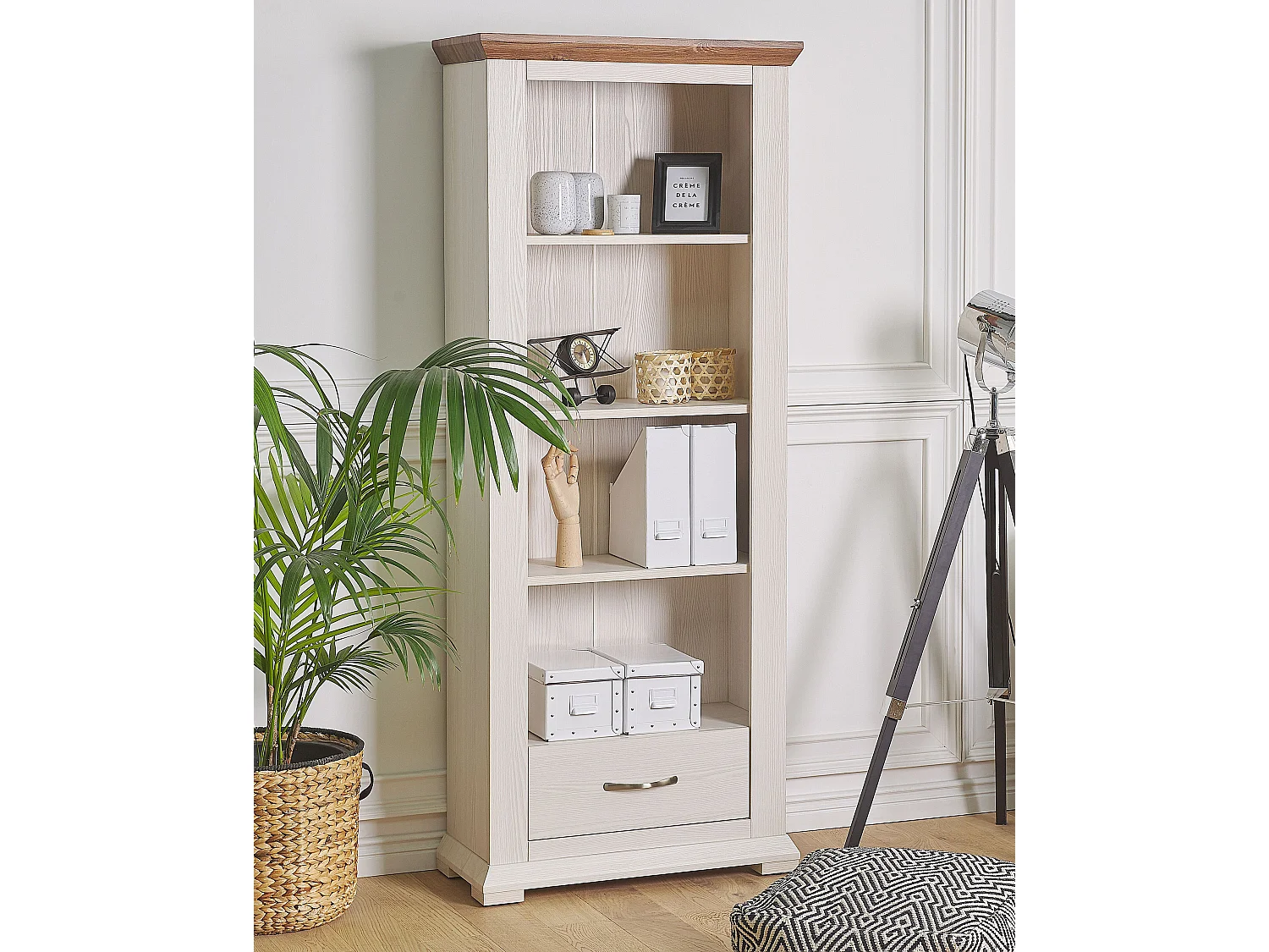 Bibliothèque 4 étagères KINGSTON 179 cm Crème