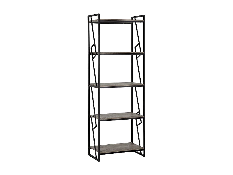 Hohes Standregal Holzoptik dunkelbraun Metallgestell schwarz 5 Fächer Forres