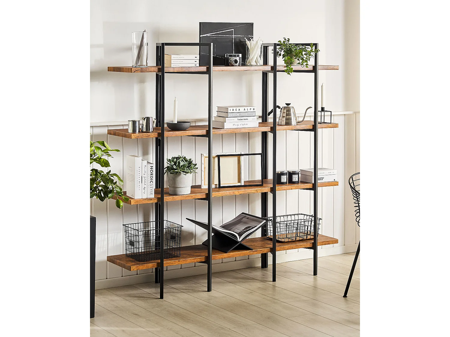 Boekenkast met 4 planken COMPTON 165 cm Donkerbruin