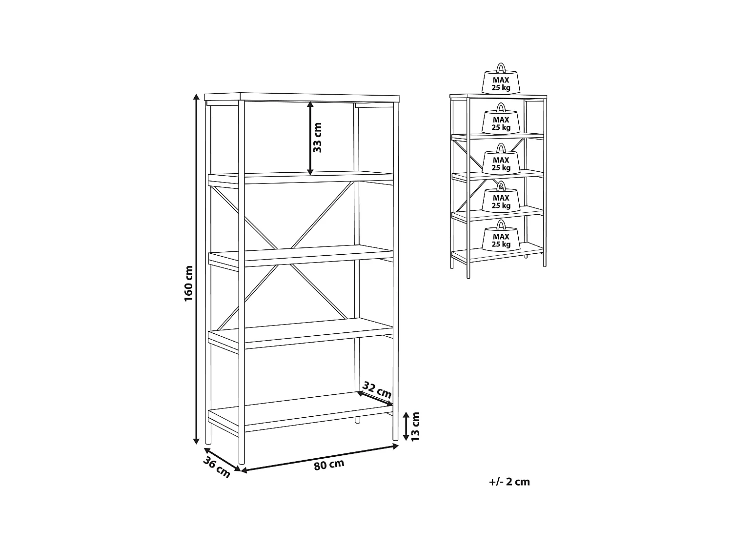 Étagère à 4 niveaux BRISBANE 160 cm Marron foncé