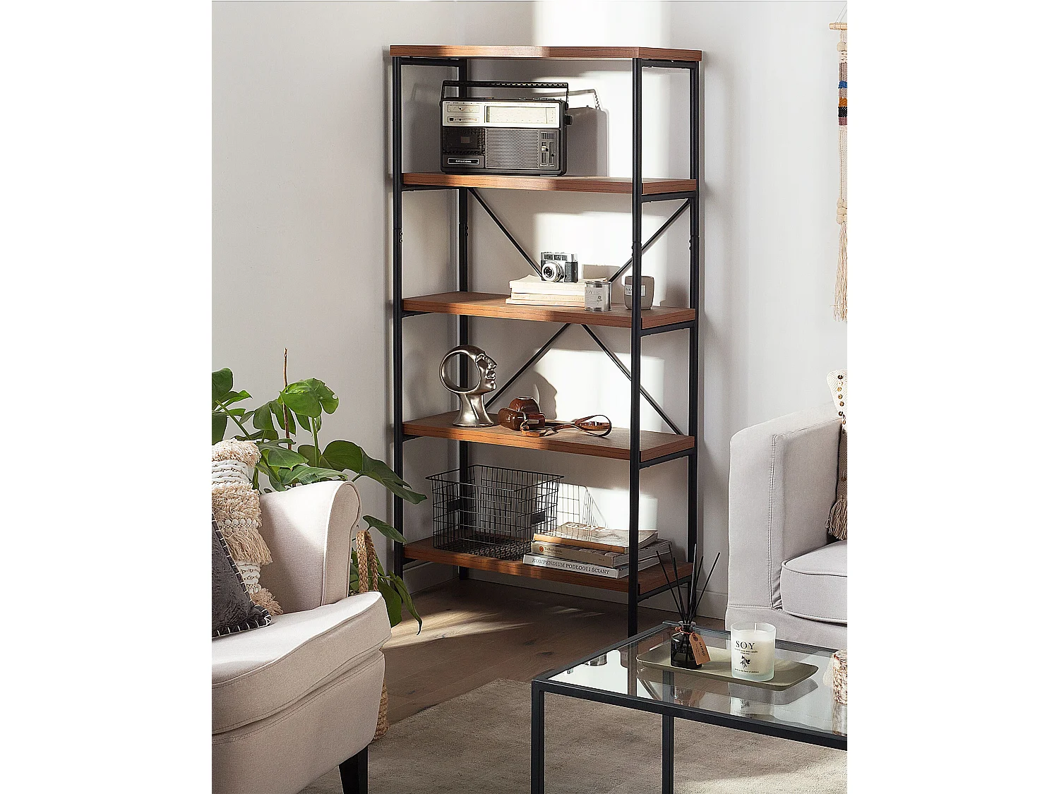 Boekenkast met 4 planken BRISBANE 160 cm Donkerbruin