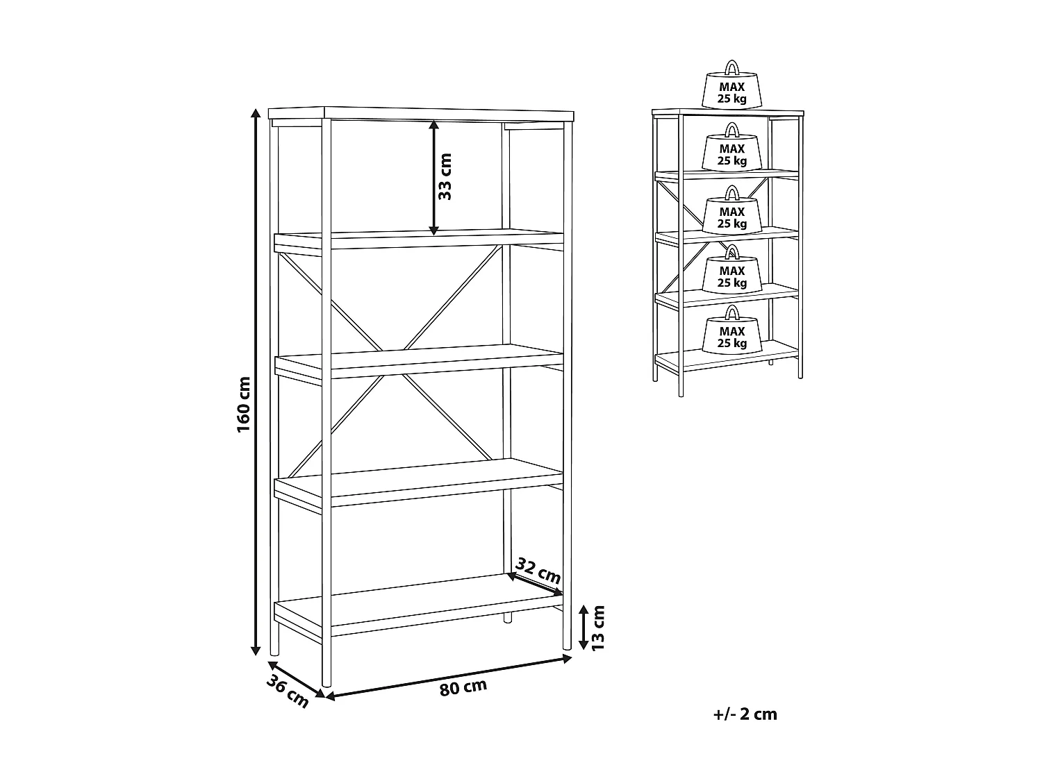 Étagère à 4 niveaux BRISBANE 160 cm Marron foncé
