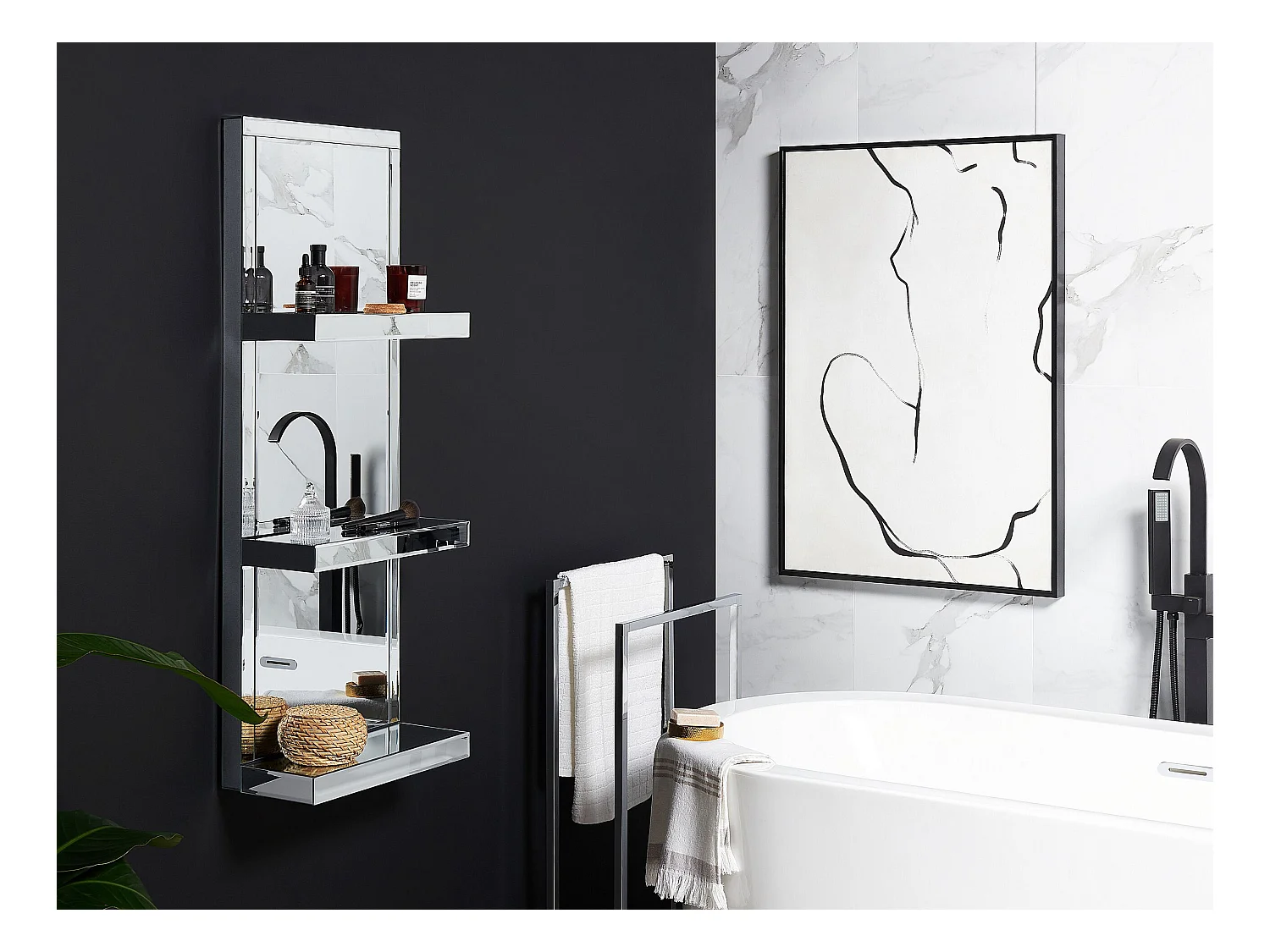 Półka ścienna GAONA Lustrzany srebrny