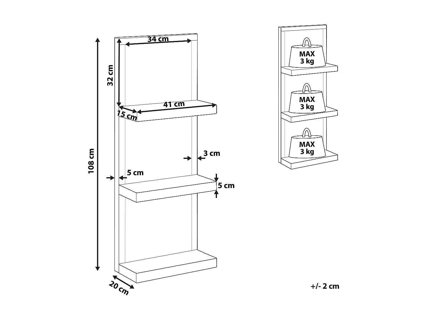 Wandplank GAONA Spiegelend zilver