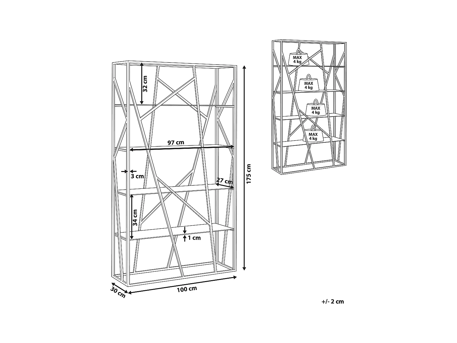 Étagère à 4 niveaux HOXIE Métal 175 cm Argenté
