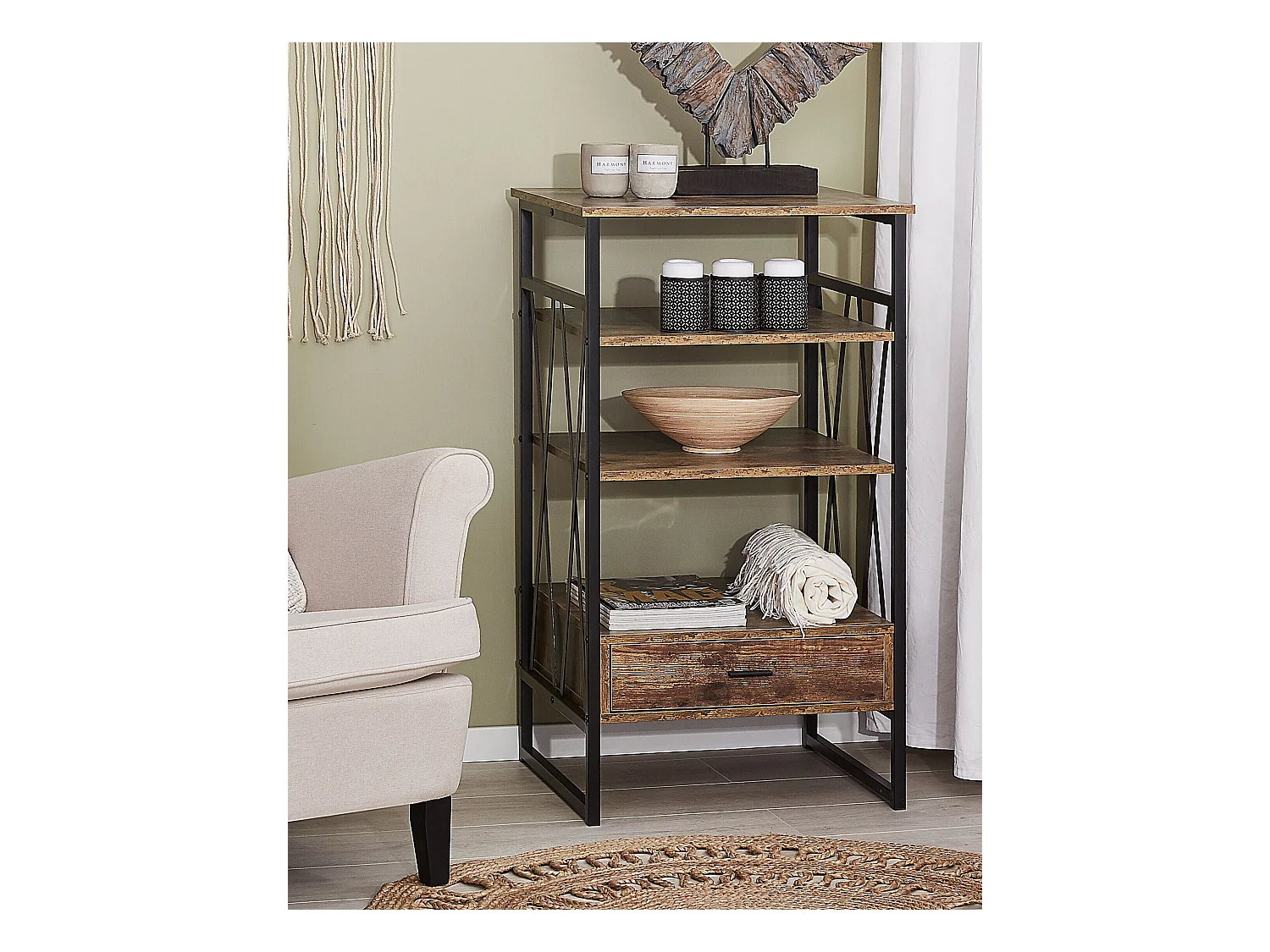 Étagère à 3 niveaux KEENE 101 cm Marron foncé