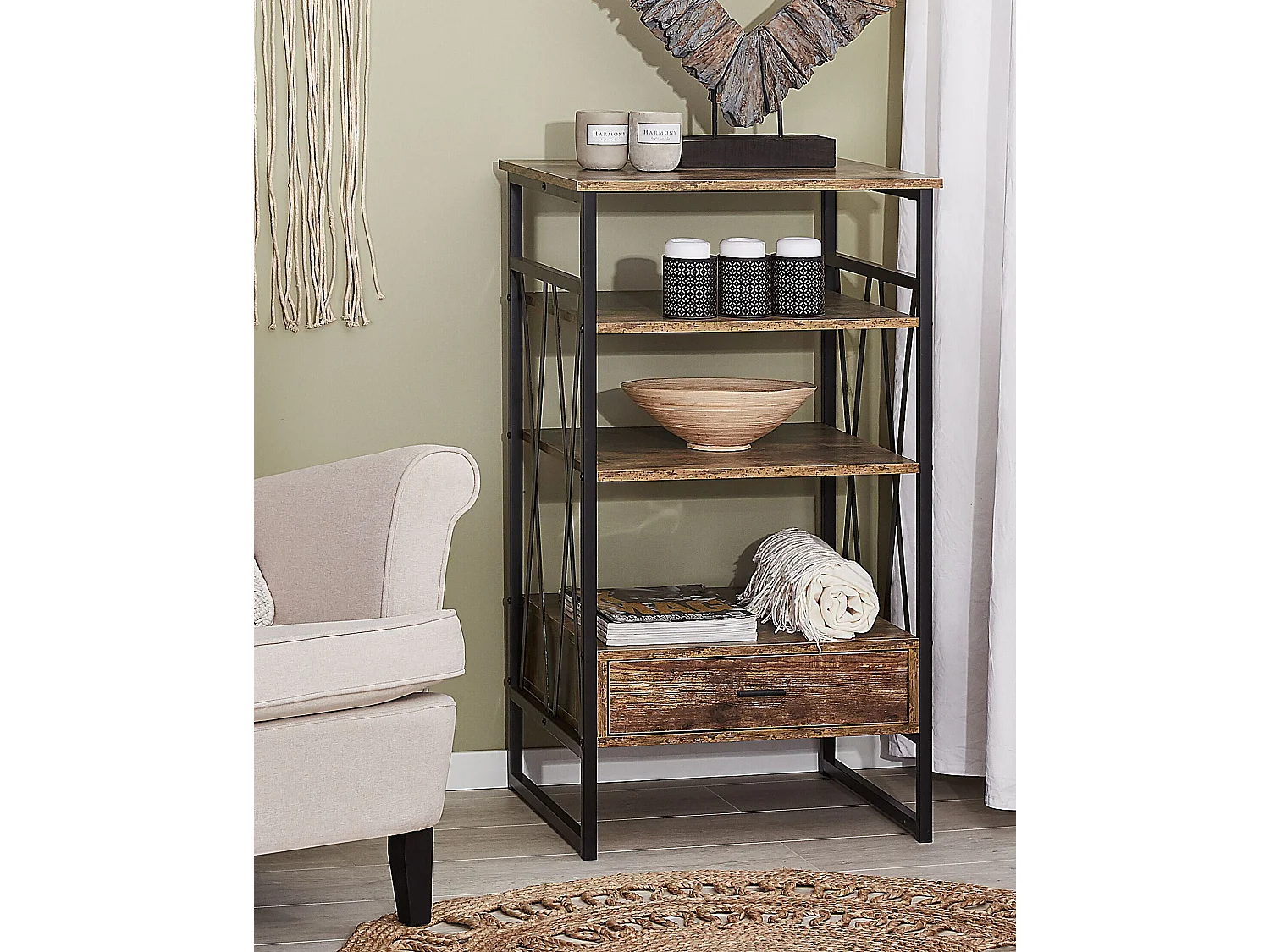 Boekenkast met 3 planken KEENE 101 cm Donkerbruin