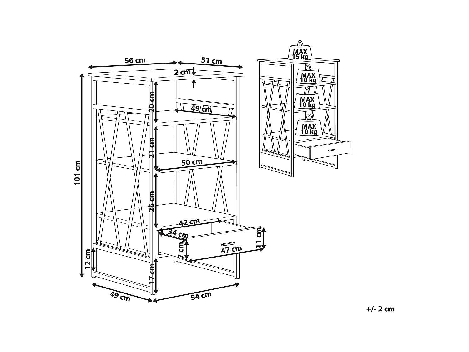 Boekenkast met 3 planken KEENE 101 cm Donkerbruin