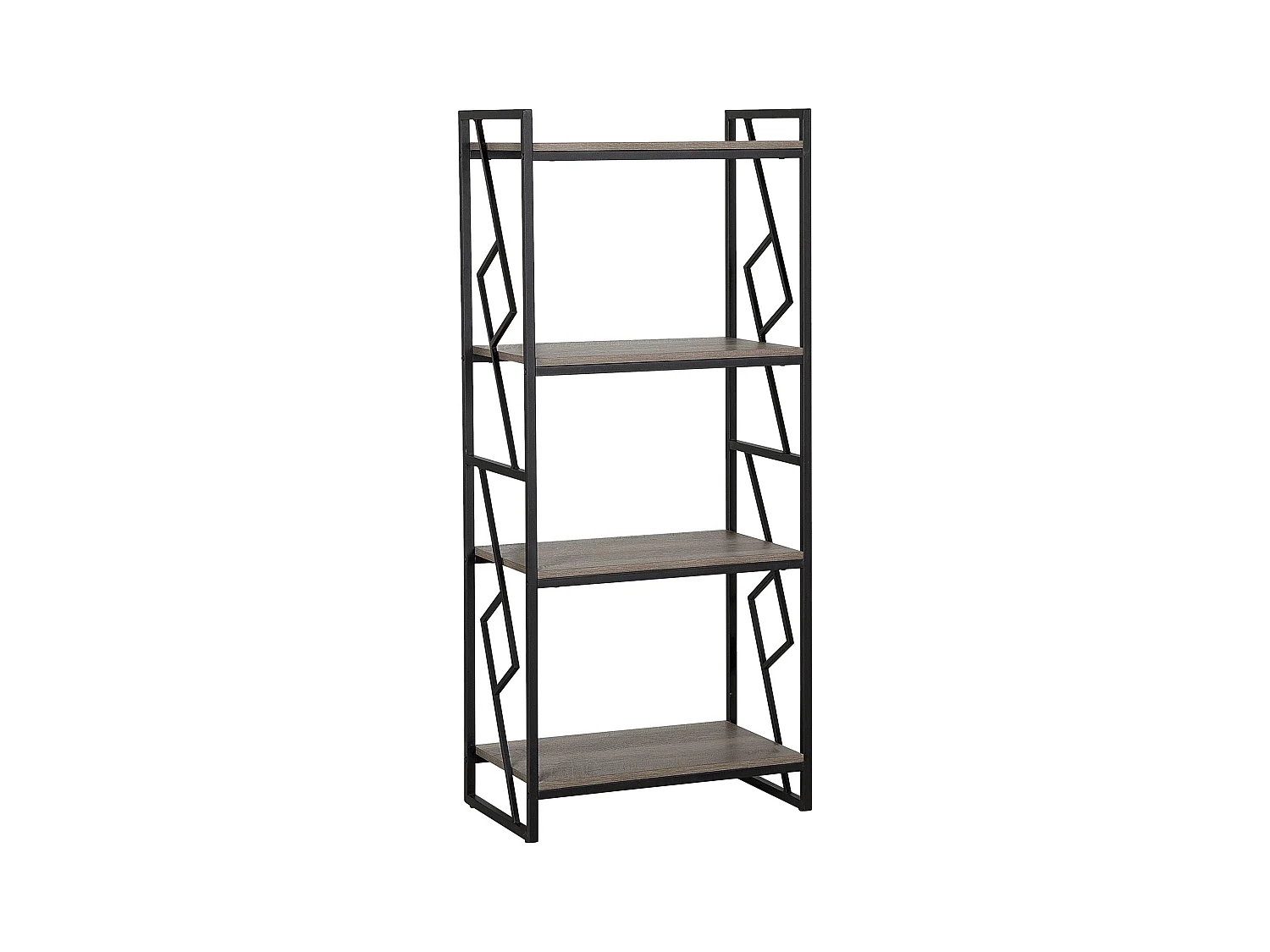 Hohes Standregal Holzoptik dunkelbraun Metallgestell schwarz 4 Fächer Forres