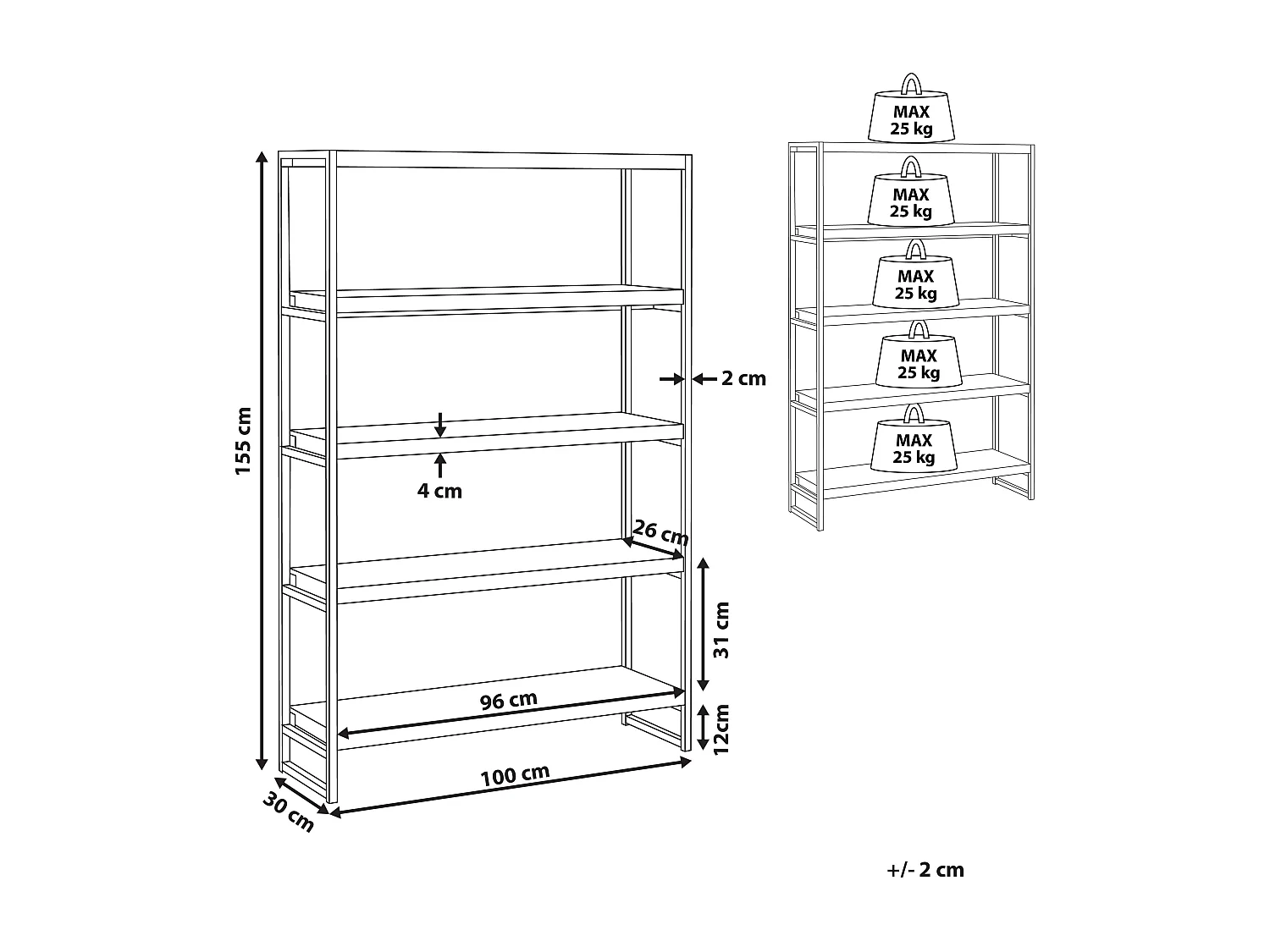 Étagère à 4 niveaux TIFTON 155 cm Marron foncé