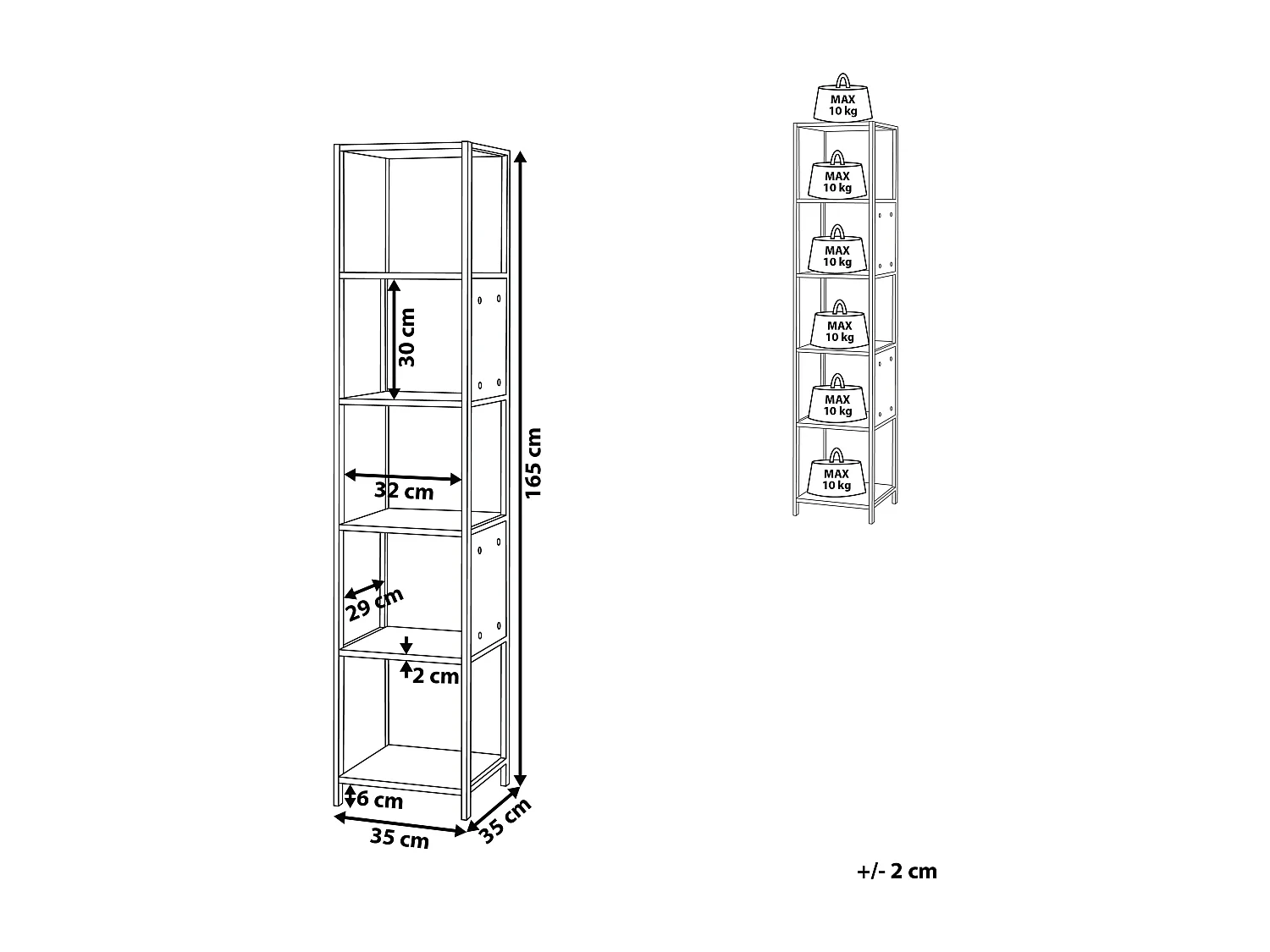 Boekenkast met 5 planken BOGOTA 165 cm Wit