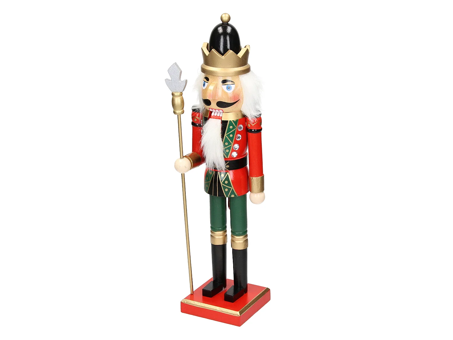 Cascanueces de madera soldado decoración tradicional de Navidad corona negro 38cm