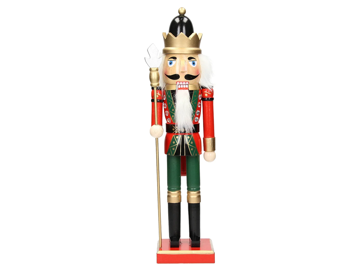 Cascanueces de madera soldado decoración tradicional de Navidad corona negro 38cm