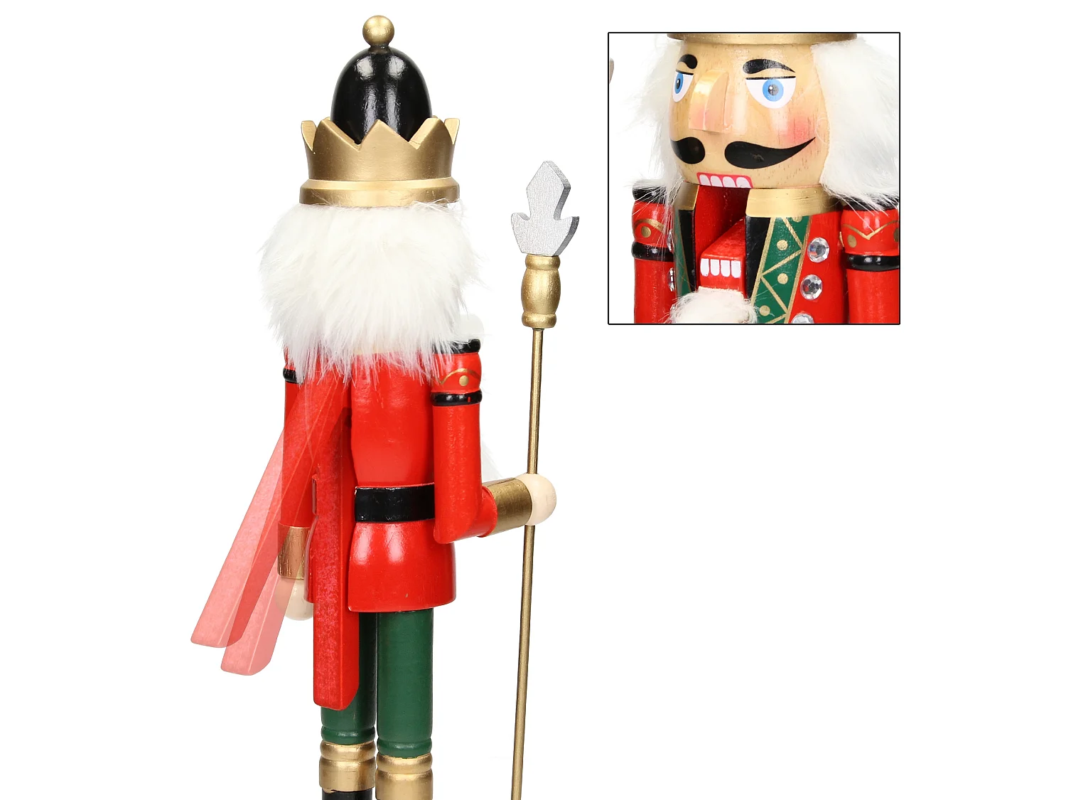 Cascanueces de madera soldado decoración tradicional de Navidad corona negro 38cm
