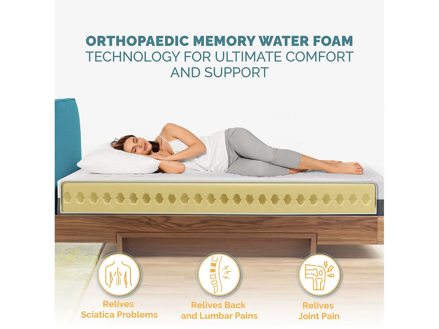 Matelas TANHK à mémoire 120x190, 20cm, Mi-ferme, Orthopédique, Hypoallergénique, Housse amovible, Fabriqué en Italie