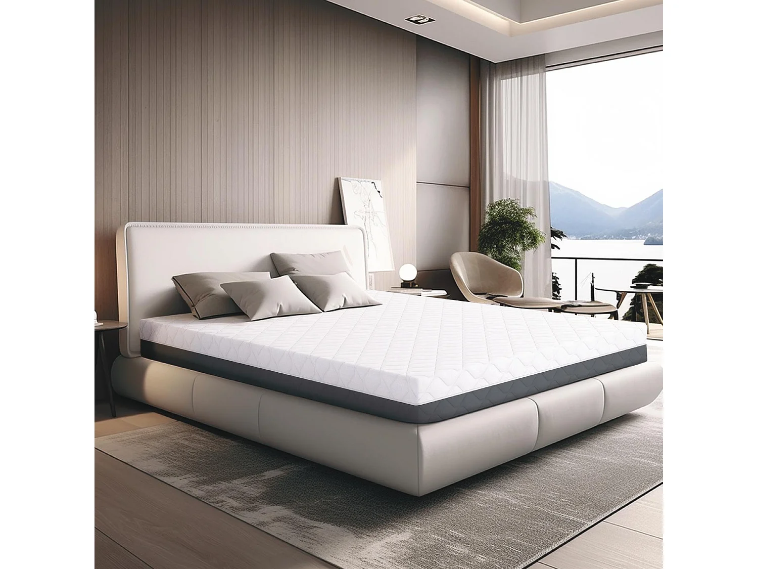 Matelas TANHK à mémoire 90x190, 20cm, Mi-ferme, Orthopédique, Hypoallergénique, Housse amovible, Fabriqué en Italie