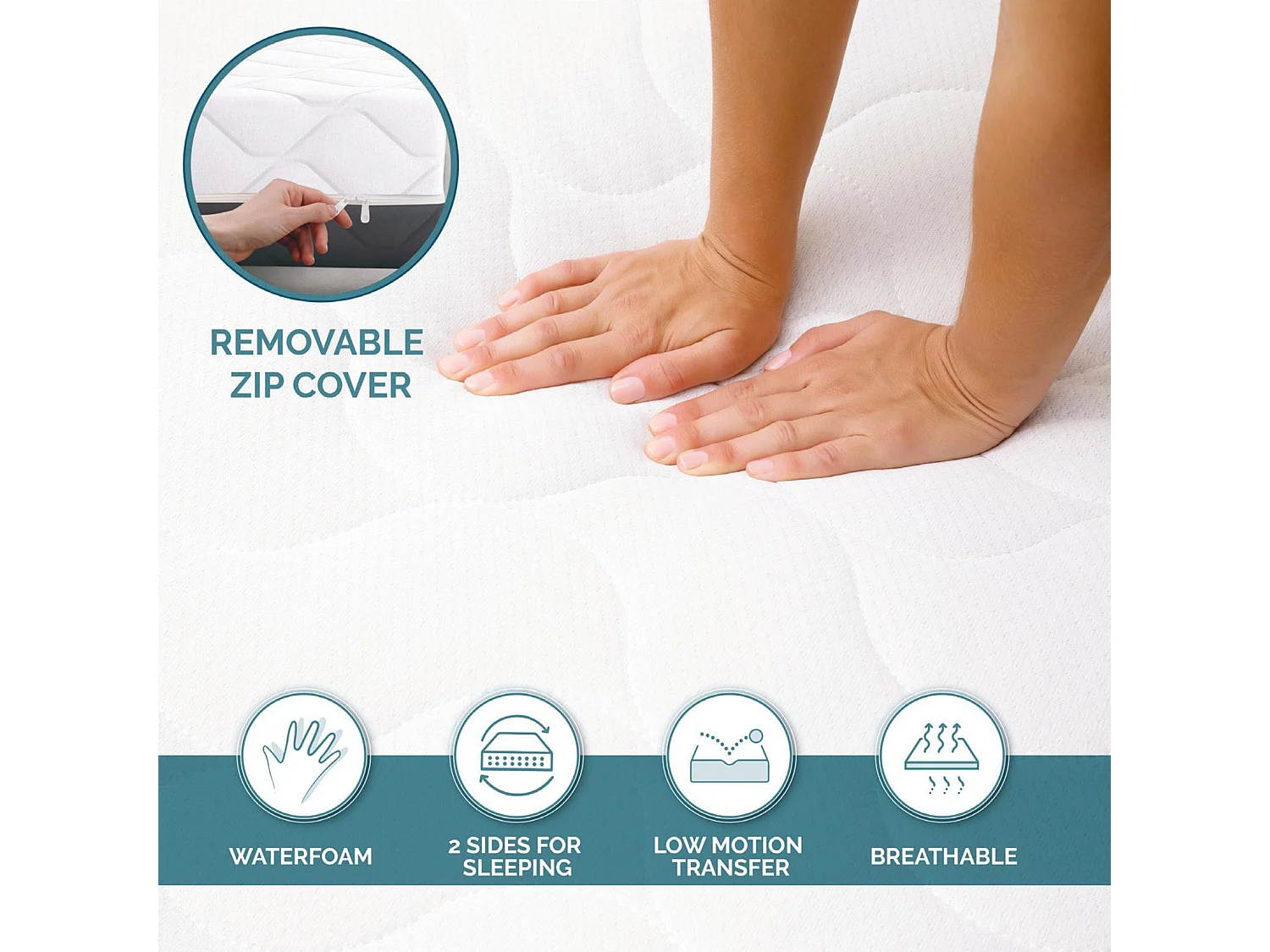 Matelas TANHK à mémoire 90x190, 20cm, Mi-ferme, Orthopédique, Hypoallergénique, Housse amovible, Fabriqué en Italie