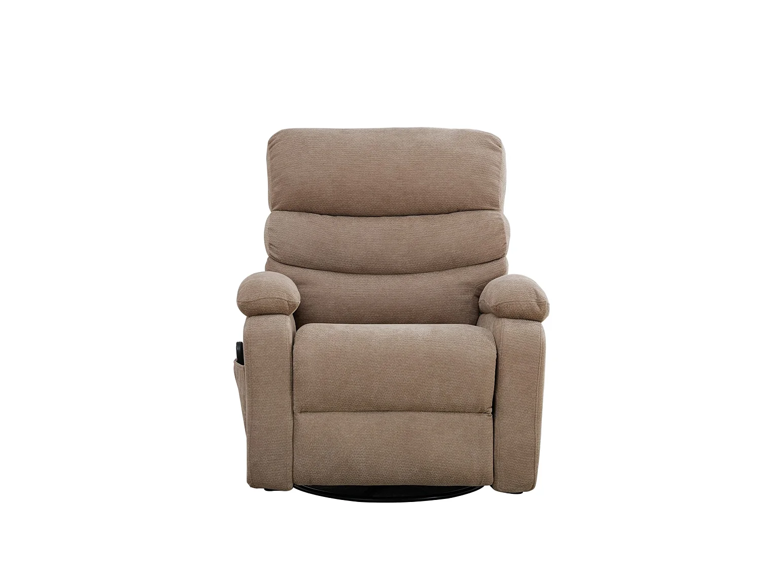 360° draaibare fauteuil in taupekleurige chenille - Met massagefunctie, verwarming en voetensteun