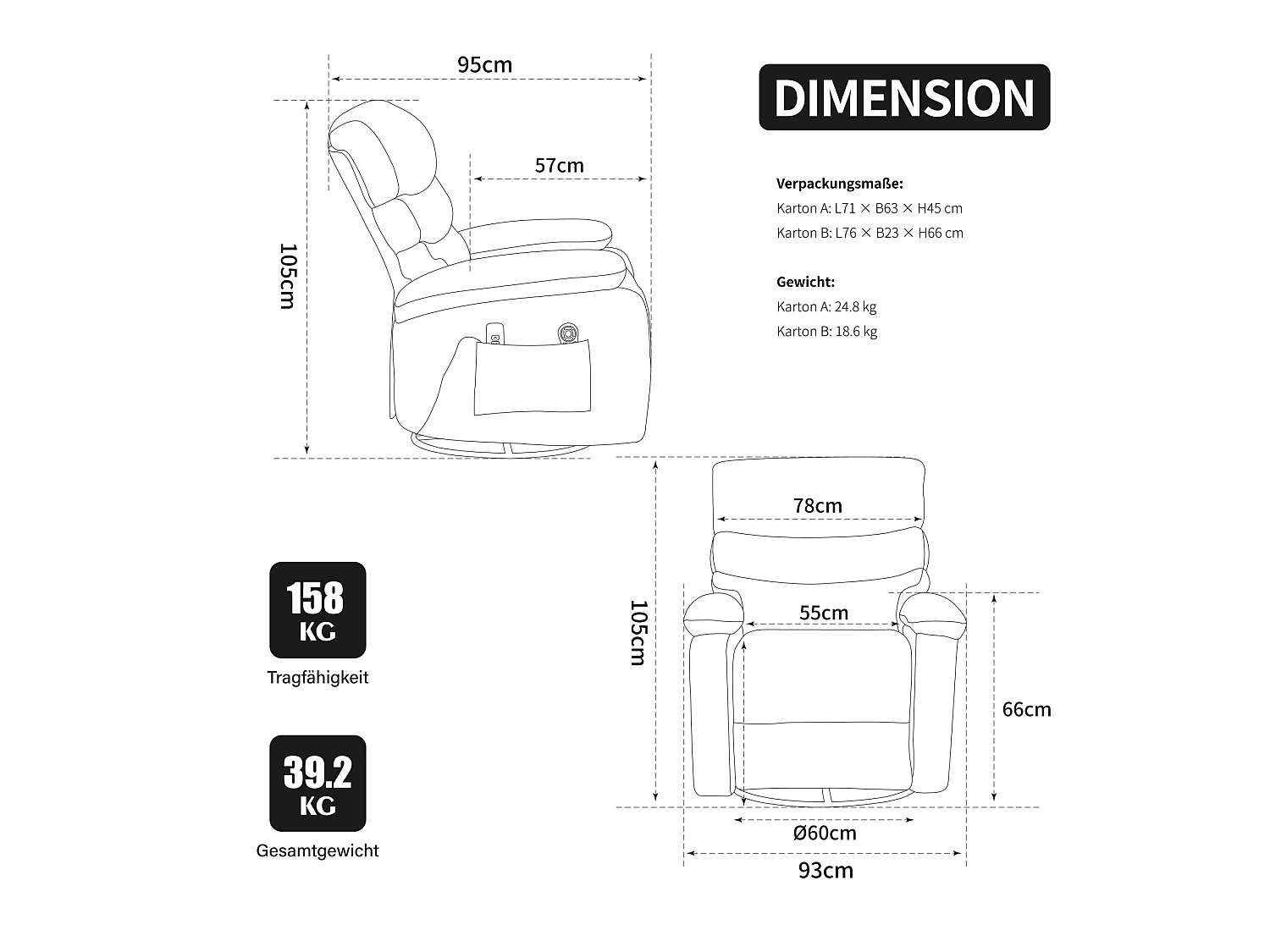 360° draaibare fauteuil in taupekleurige chenille - Met massagefunctie, verwarming en voetensteun