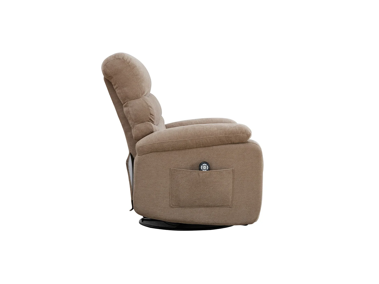 360° draaibare fauteuil in taupekleurige chenille - Met massagefunctie, verwarming en voetensteun