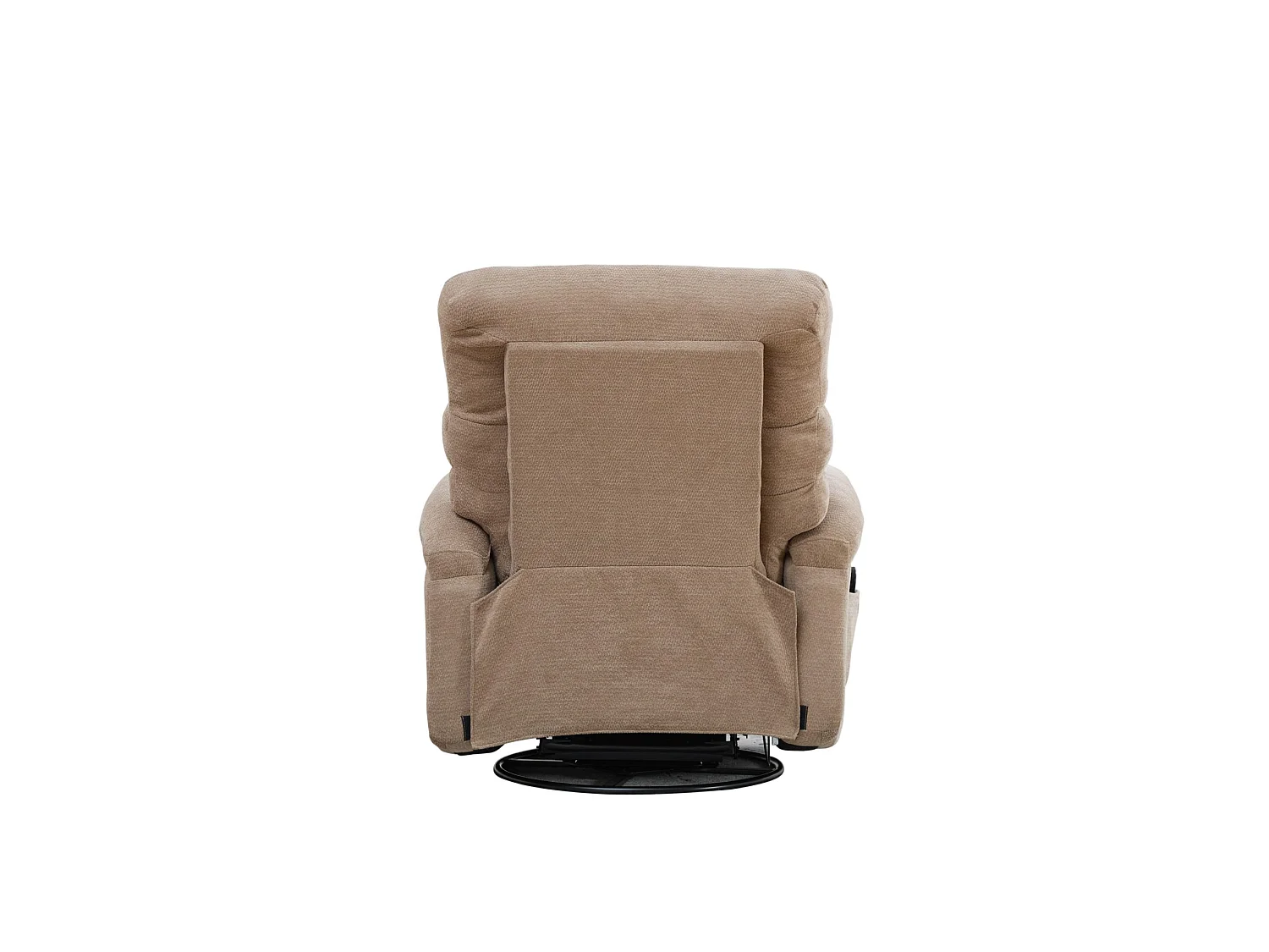 360° draaibare fauteuil in taupekleurige chenille - Met massagefunctie, verwarming en voetensteun