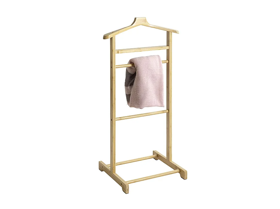 Valet de nuit valet de chambre en bambou massif coloris naturel – Longueur 48 x Profondeur 36 x Hauteur 97 cm