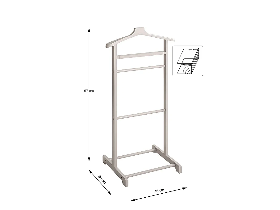 Valet de chambre Valet de nuit  en bambou massif coloris cachemire – Longueur 48 x Profondeur 36 x Hauteur 97 cm