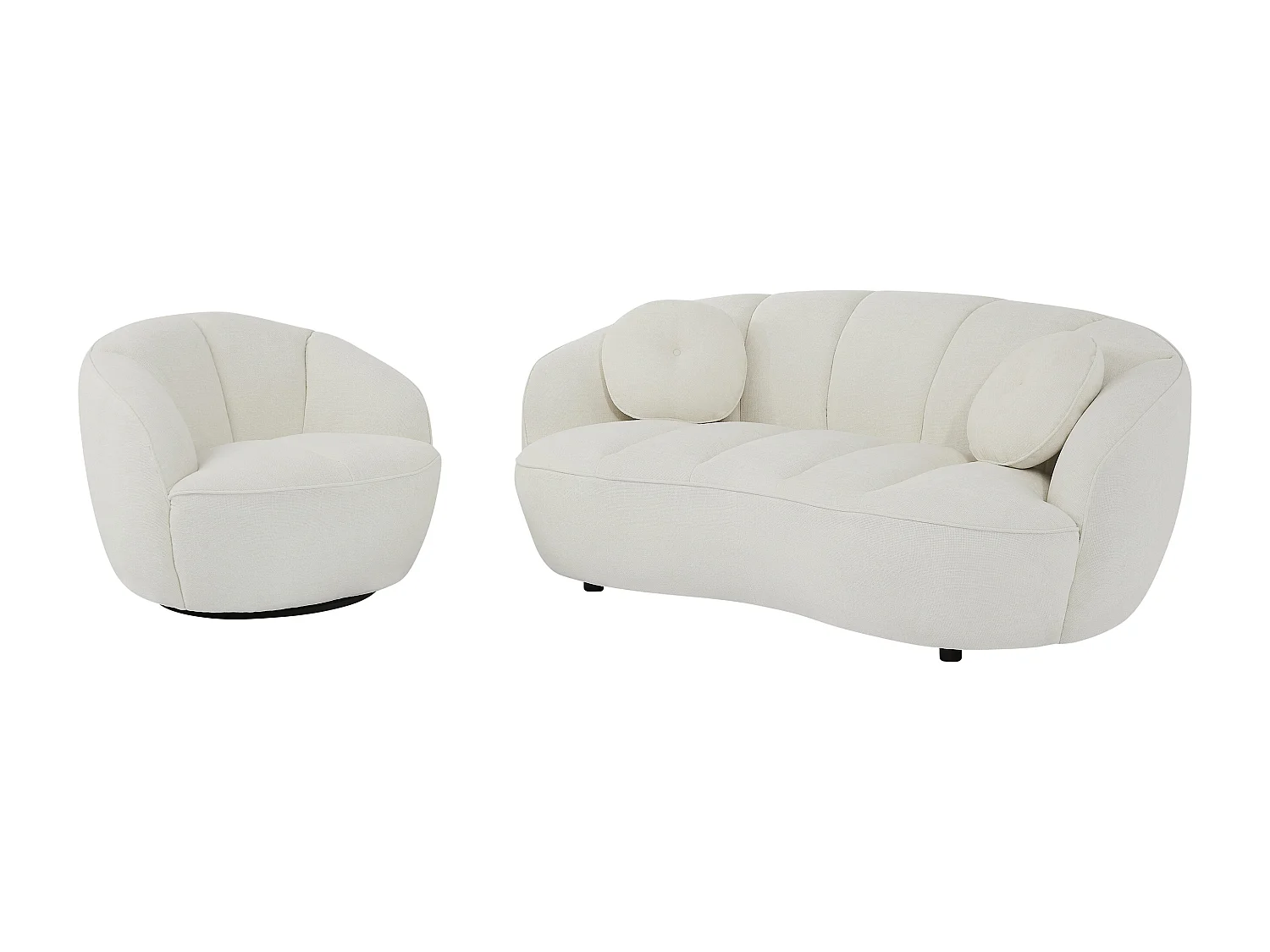[Erreur] Canapé 2 places et fauteuil en tissu texturé beige RALIBO