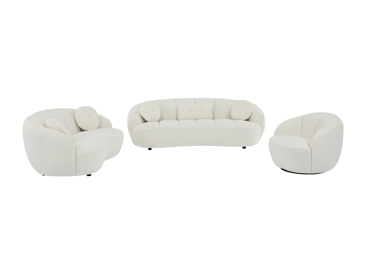 Canapé 3 places, 2 places et fauteuil en tissu texturé blanc cassé RALIBO