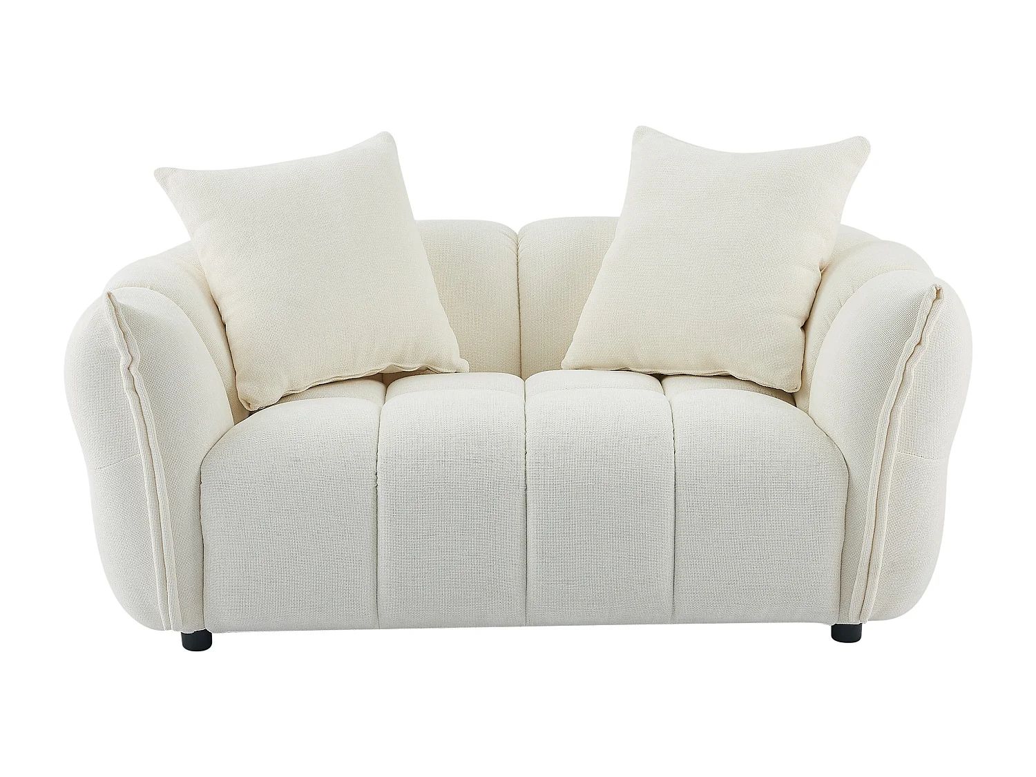 Canapé 3 places, 2 places et fauteuil en tissu texturé blanc cassé KIMACA