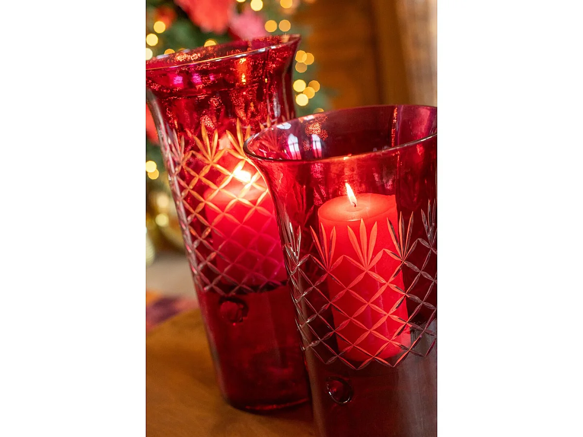 Photophore Design en Verre "Vera" 34cm Rose