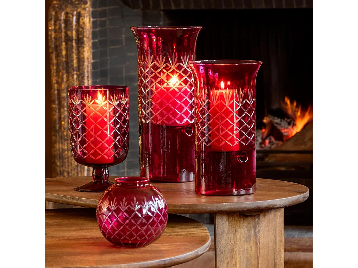 Photophore Design en Verre "Vera" 34cm Rose
