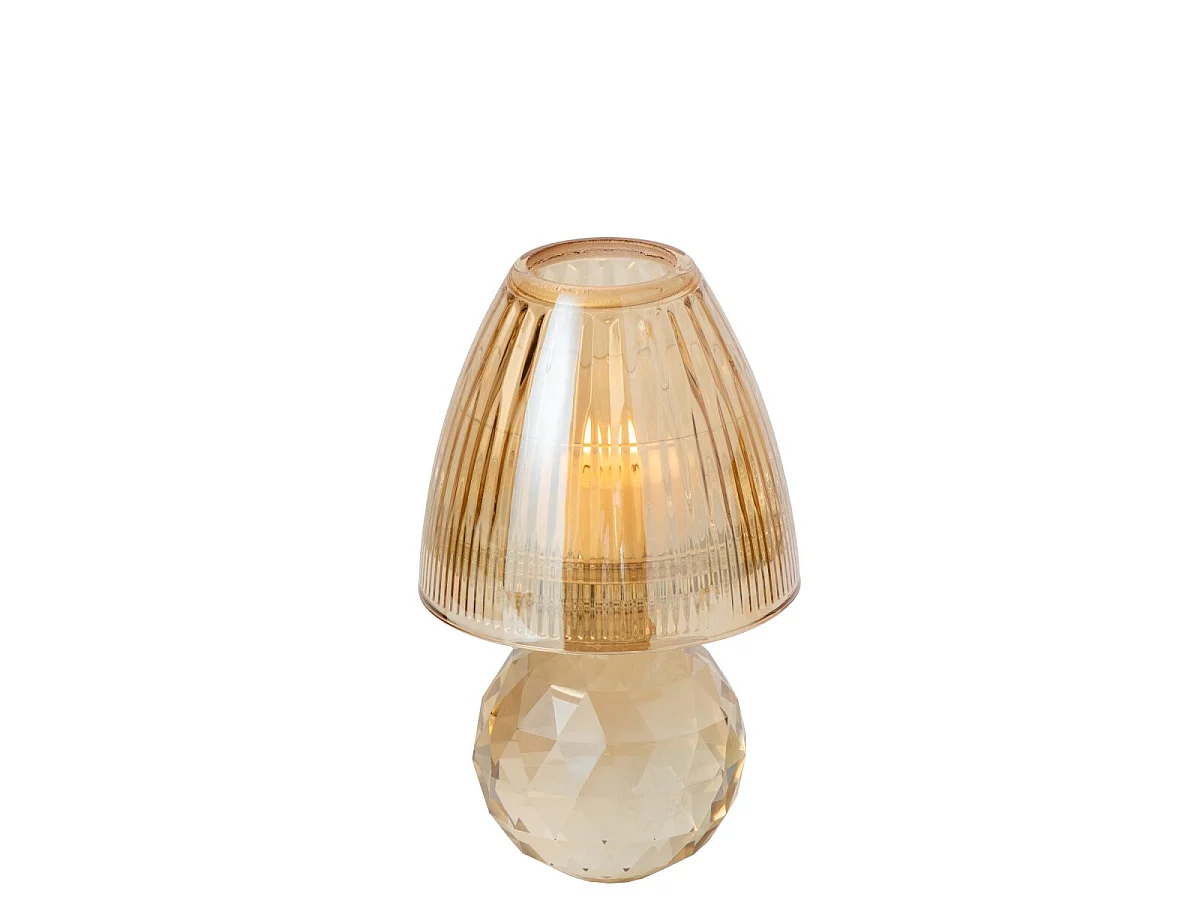 Photophore Design en Cristal "Célian" 18cm Champagne