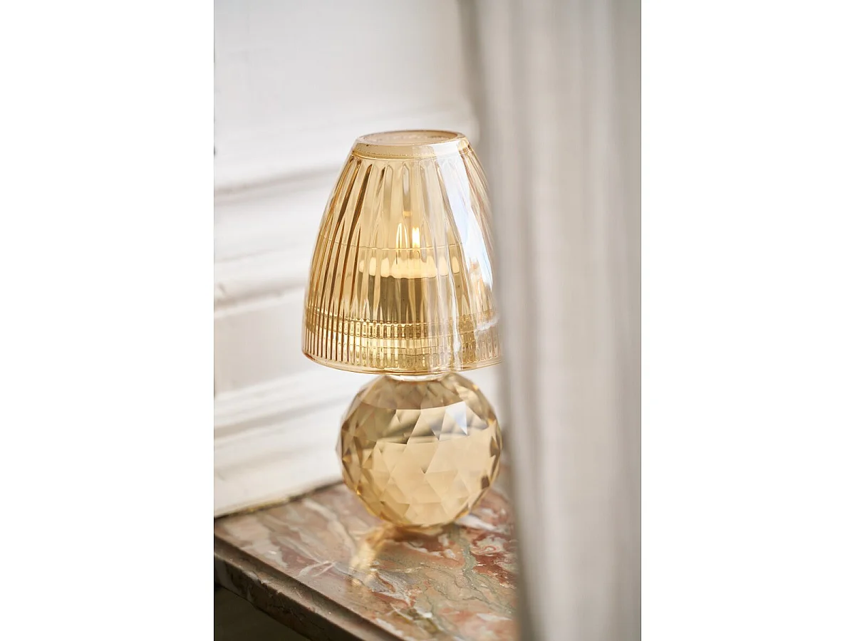 Photophore Design en Cristal "Célian" 18cm Champagne