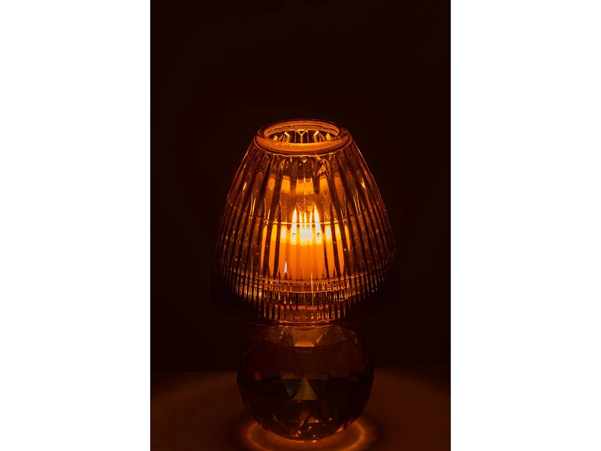 Photophore Design en Cristal "Célian" 18cm Champagne