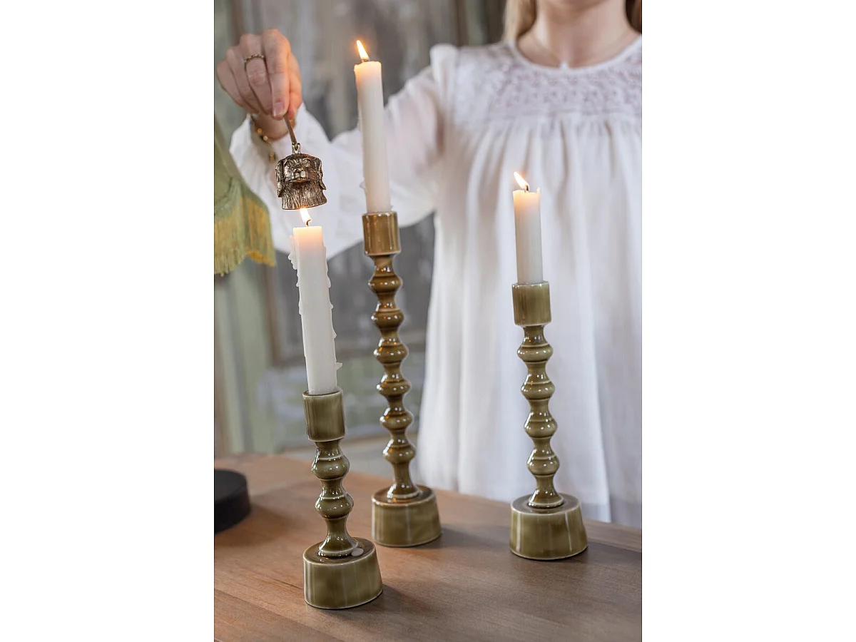 Lot de 3 Chandeliers en Métal "Enno" 30cm Vert