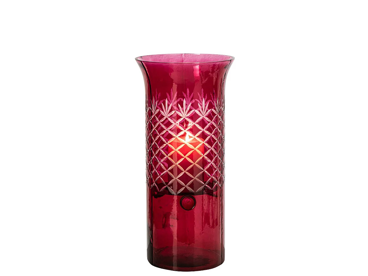Photophore Design en Verre "Vera" 41cm Rose
