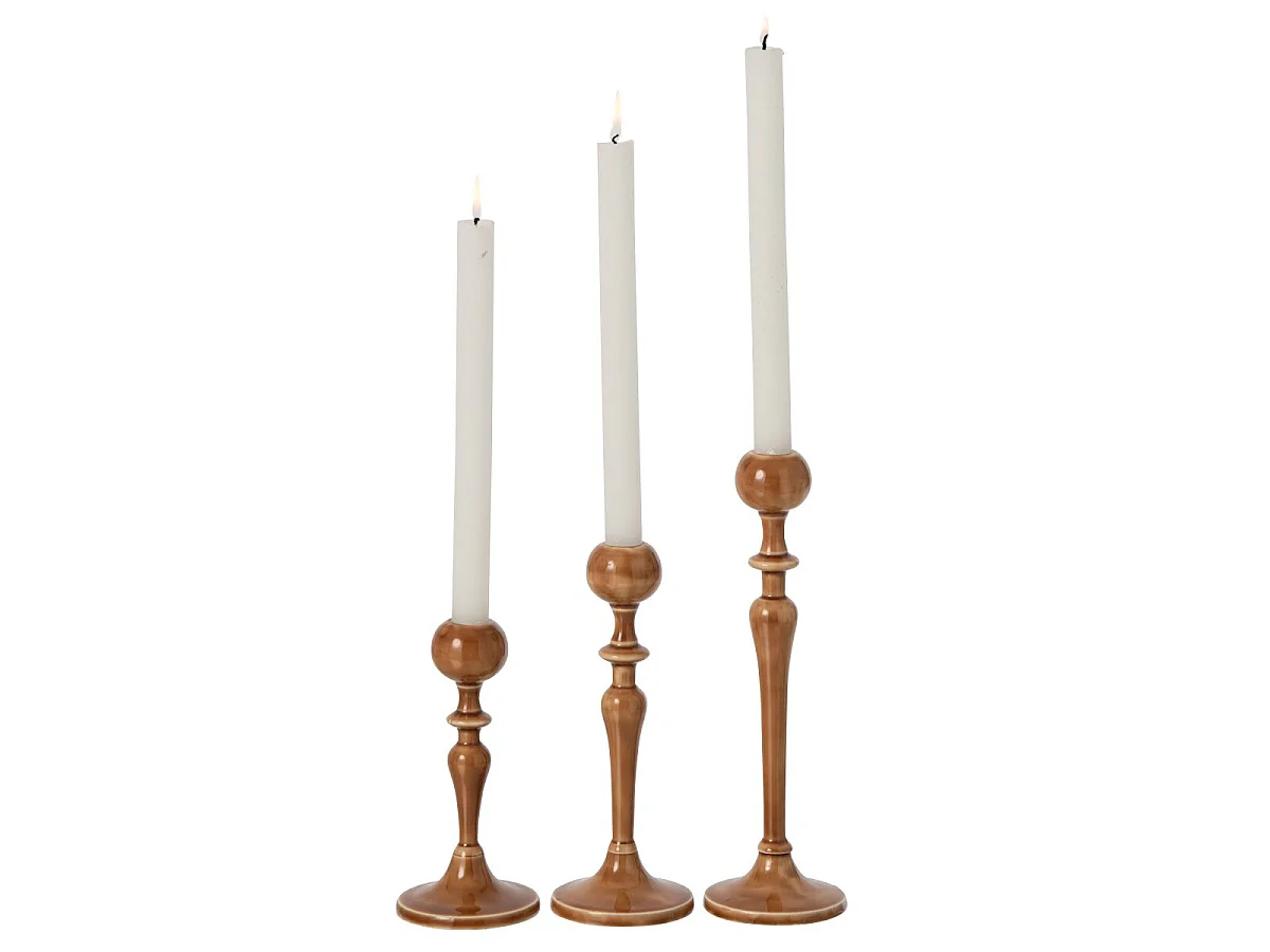 Lot de 3 Chandeliers en Métal "Eno" 27cm Ocre