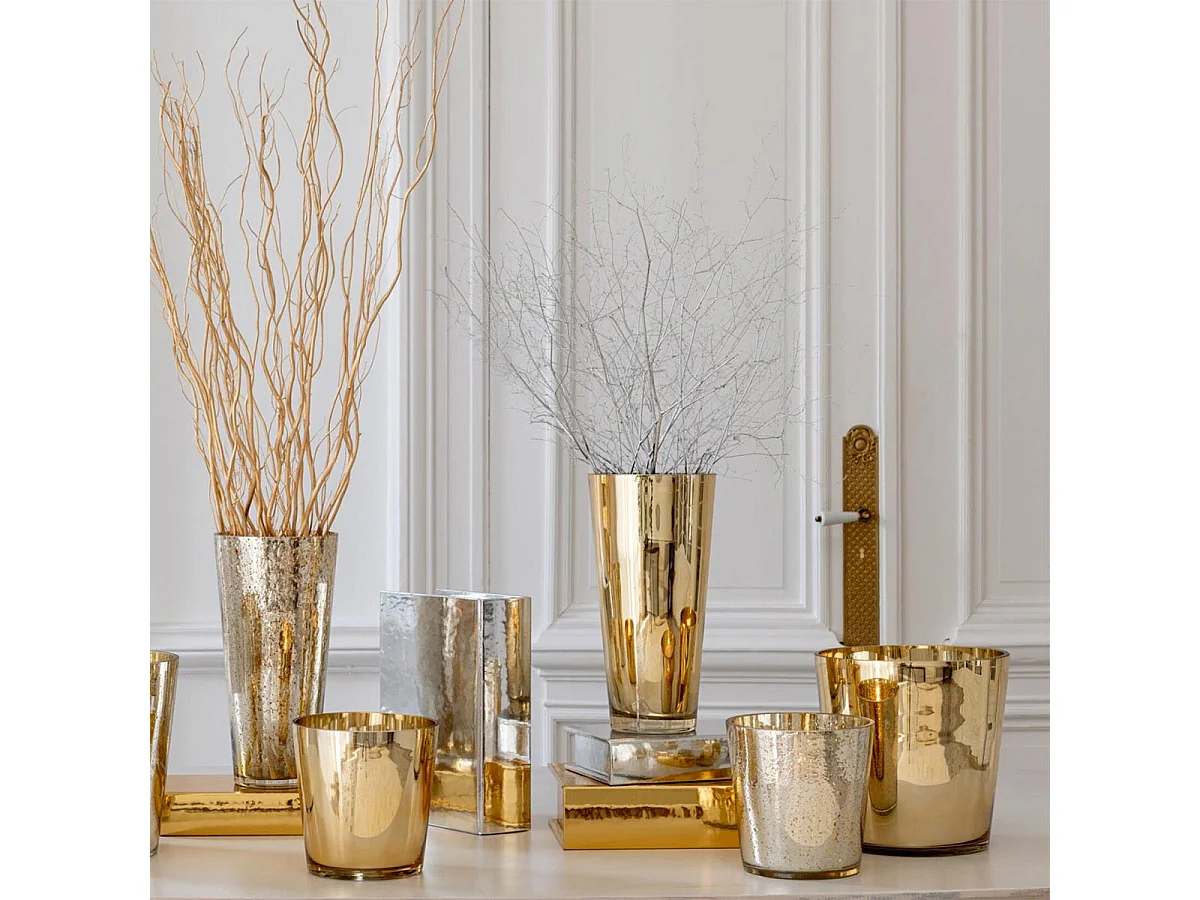 Photophore Design en Verre "Ember" 22cm Doré