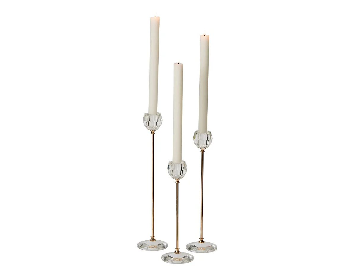 Lot de 3 Chandeliers en Cristal "Doris" 25cm Transparent
