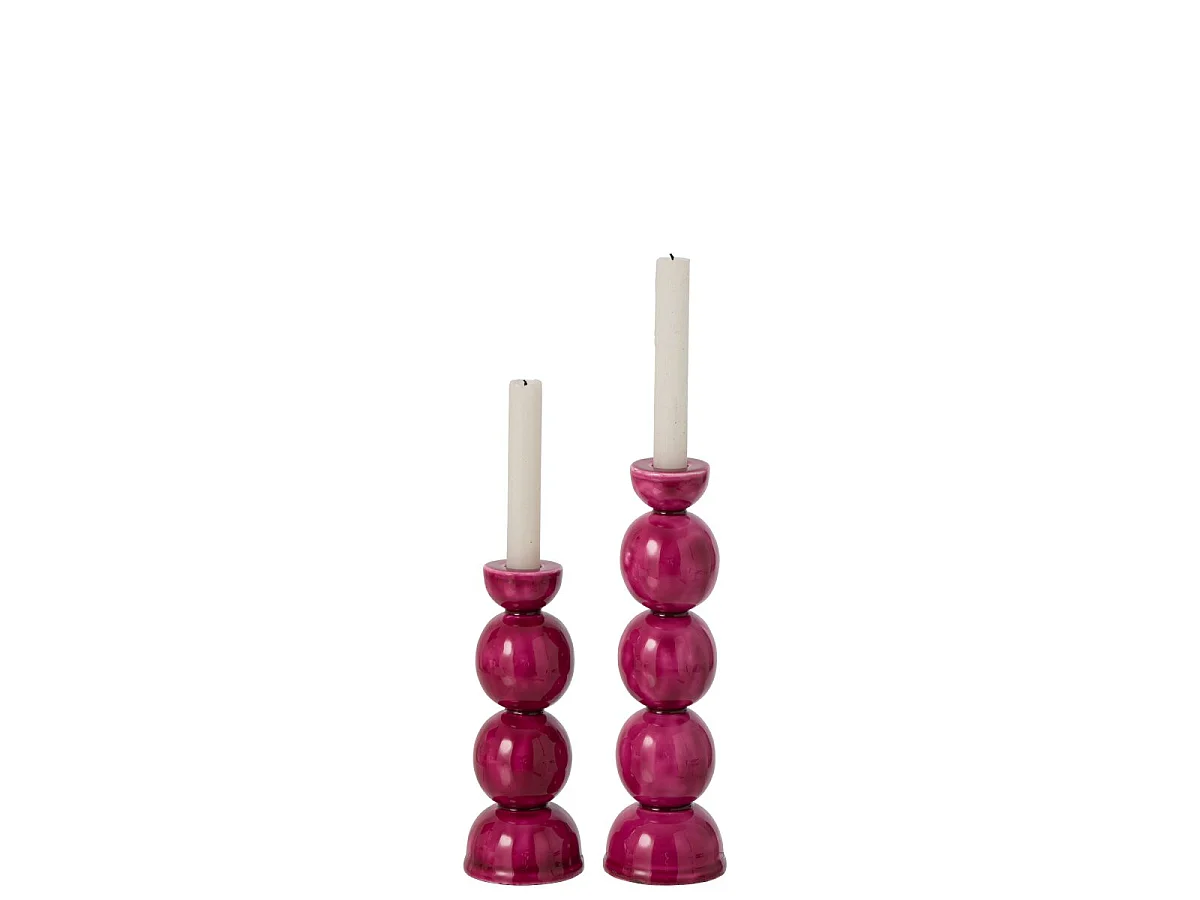 Lot de 2 Chandeliers en Métal "Yara" 20cm Fuchsia