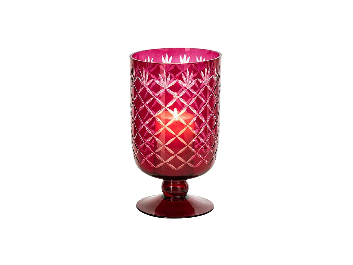 Photophore sur Pied en Verre "Vera" 26cm Rose
