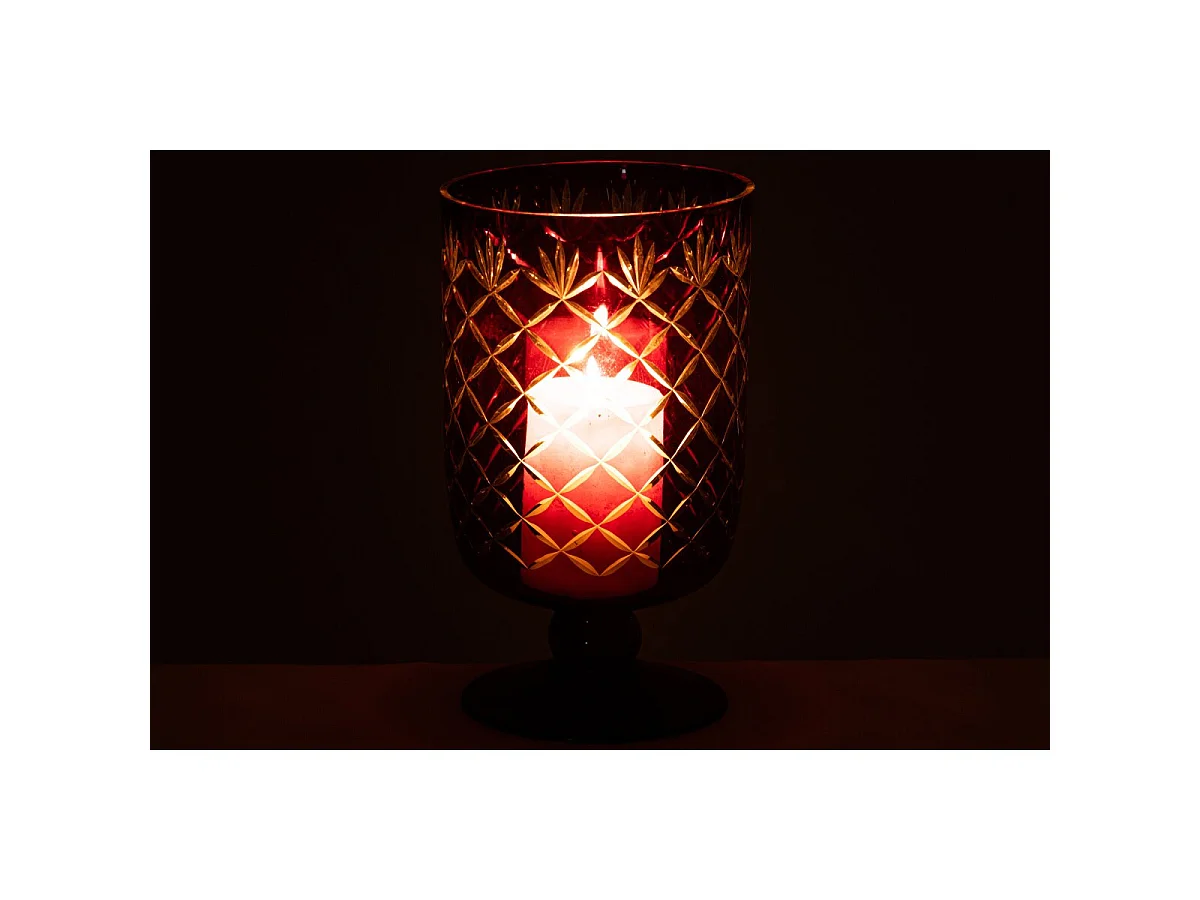 Photophore sur Pied en Verre "Vera" 26cm Rose