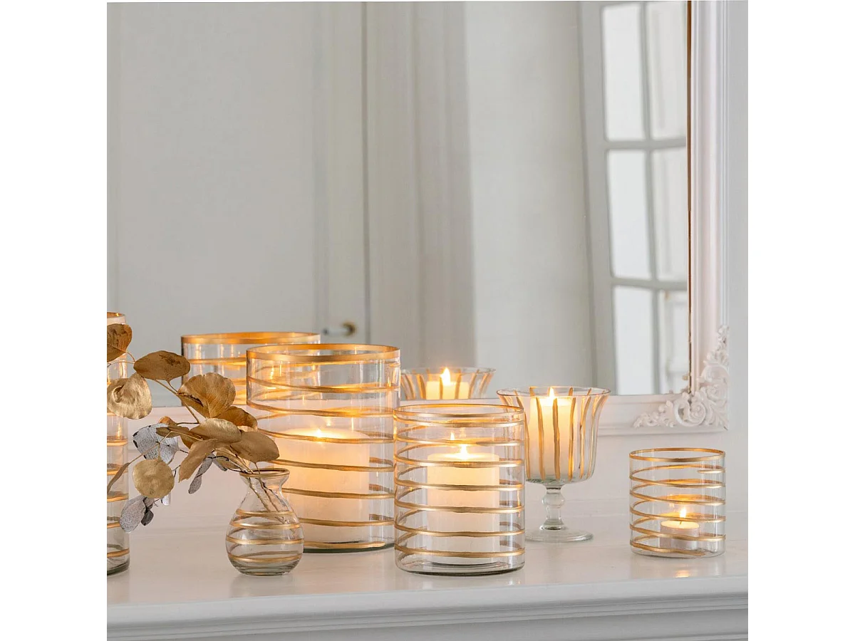 Photophore Design en Verre "Daria" 20cm Transparent