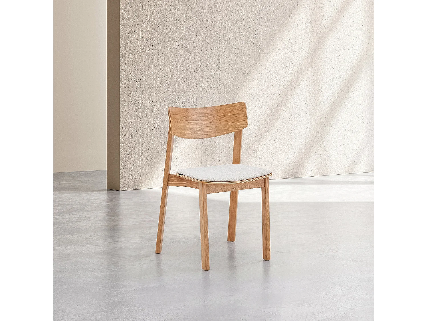 Habitat - Lot de 2 chaises en tissu texturé et chêne massif - Crème - Etienne