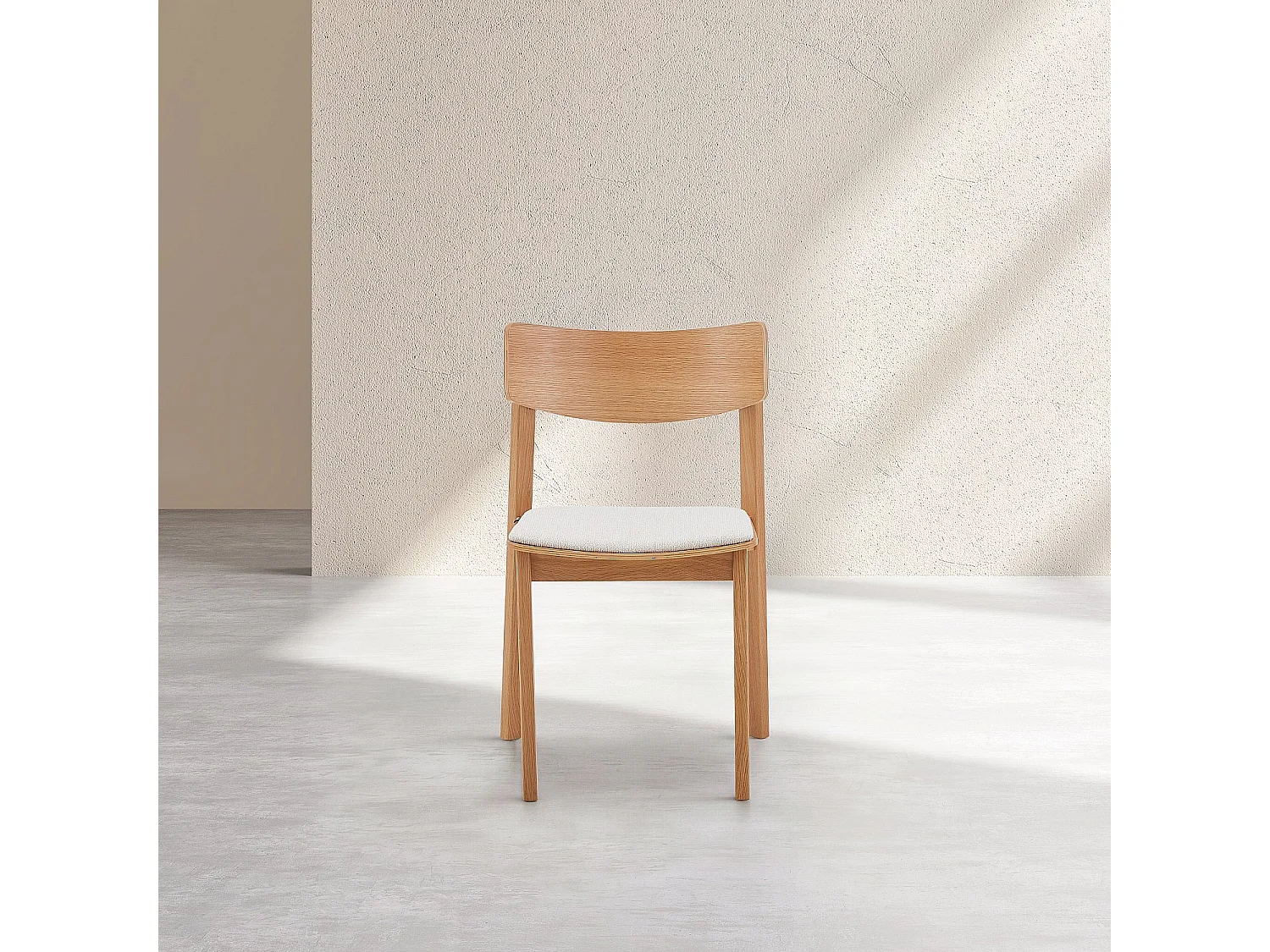 Habitat - Lot de 2 chaises en tissu texturé et chêne massif - Crème - Etienne