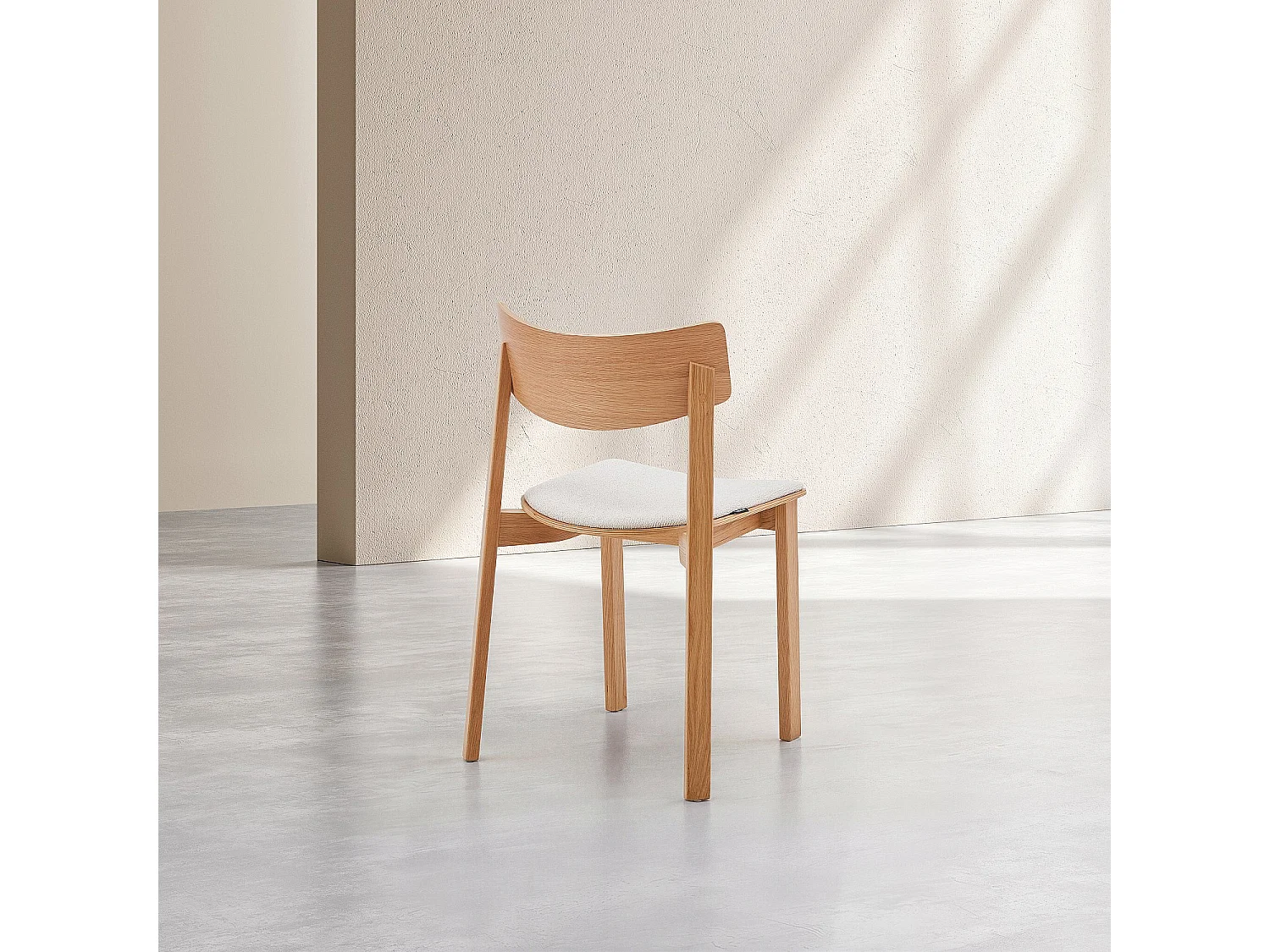 Habitat - Lot de 2 chaises en tissu texturé et chêne massif - Crème - Etienne